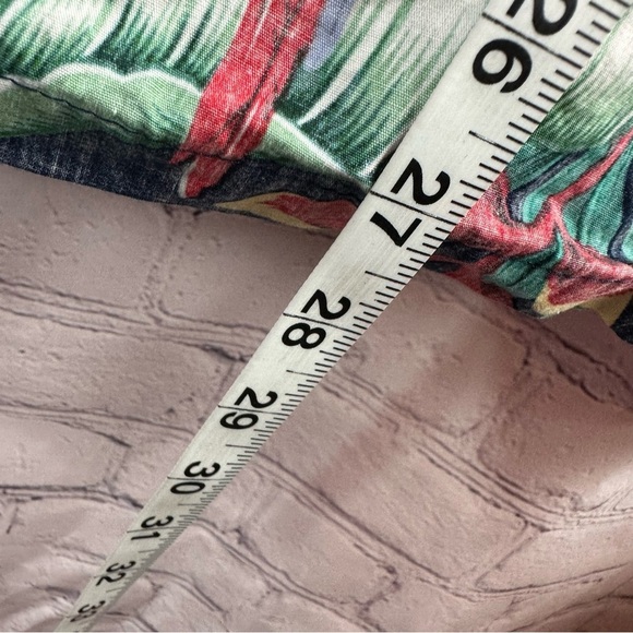 blue Hawaiian Floral Hawaiian short sleeve Shirt tropical parrots mens sz med - Picture 4 of 5